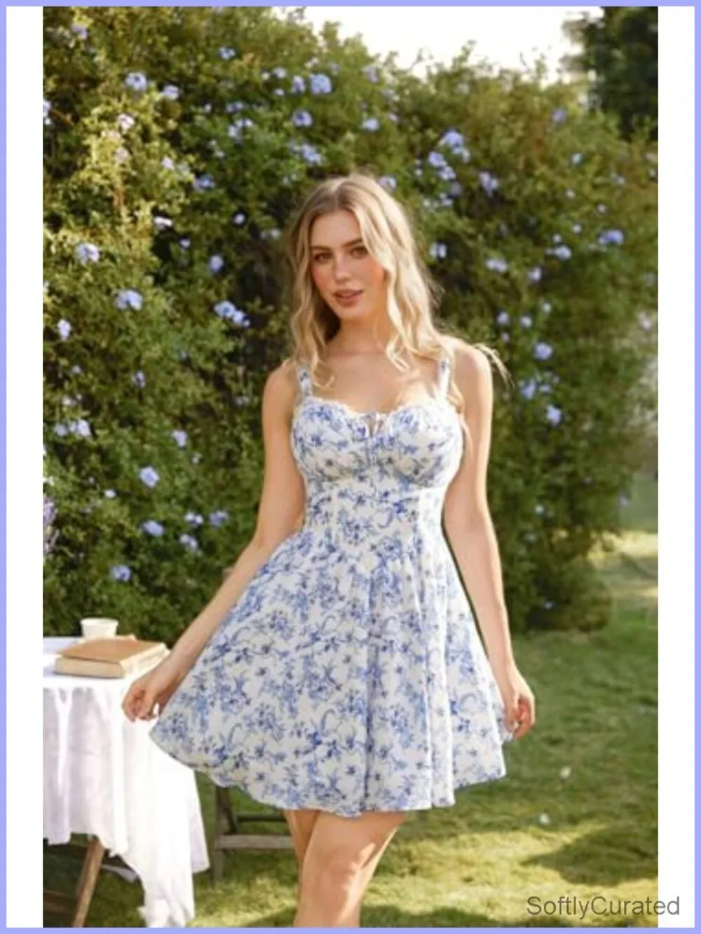 Floral Corset Mini Sundress with Adjustable Straps, Pockets, Lined, Smocked Back